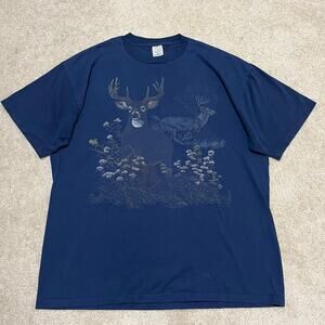 Vintage 90s Deer Wildlife Graphic T-Shirt Cotton Grove XL